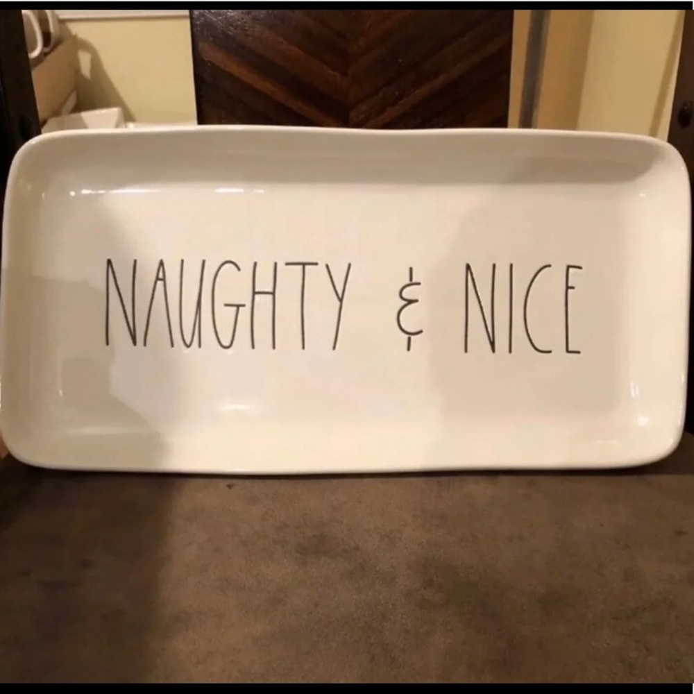 Rae Dunn Naughty And Nice large Christmas platter